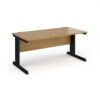 Vivo straight desk 1600mm x 800mm - black frame Oak Top - V16-K-O