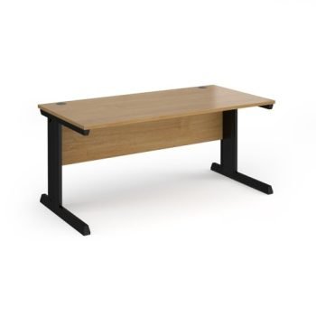 Vivo straight desk 1600mm x 800mm - black frame Oak Top - V16-K-O