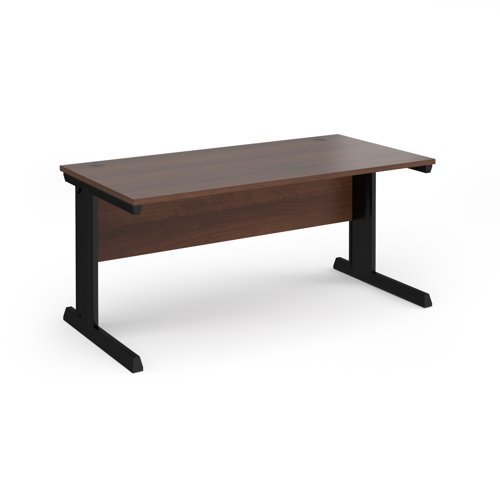 Vivo straight desk 1600mm x 800mm - black frame Walnut top - V16-K-W