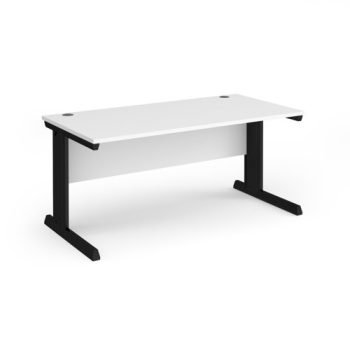 Vivo straight desk 1600mm x 800mm - black frame White Top - V16-K-WH