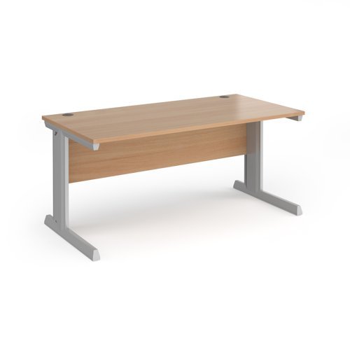 Vivo straight desk 1600mm x 800mm - silver frame Beech top - V16-S-B