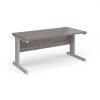 Vivo straight desk 1600mm x 800mm - silver frame Grey Oak Top - V16-S-GO