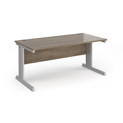 Vivo straight desk 1600mm x 800mm - silver frame Nebraska Oak Top - V16-S-NO