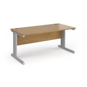 Vivo straight desk 1600mm x 800mm - silver frame Oak Top - V16-S-O