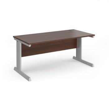 Vivo straight desk 1600mm x 800mm - silver frame Walnut top - V16-S-W