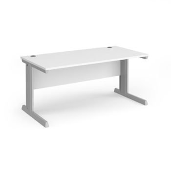 Vivo straight desk 1600mm x 800mm - silver frame White Top - V16-S-WH