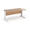 Vivo straight desk 1600mm x 800mm - white frame Beech top - V16-WH-B