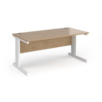 Vivo straight desk 1600mm x 800mm - white frame Kendal Oak Top - V16-WH-KO