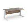 Vivo straight desk 1600mm x 800mm - white frame Nebraska Oak Top - V16-WH-NO