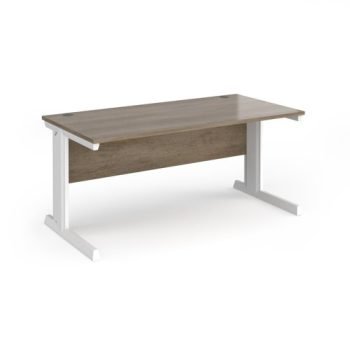 Vivo straight desk 1600mm x 800mm - white frame Nebraska Oak Top - V16-WH-NO