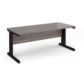 Vivo straight desk 1800mm x 800mm - black frame Grey Oak Top - V18-K-GO