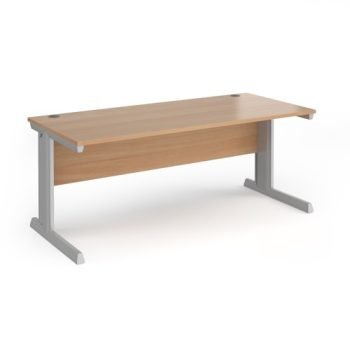 Vivo straight desk 1800mm x 800mm - silver frame Beech top - V18-S-B