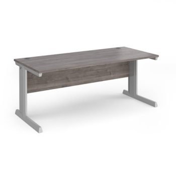 Vivo straight desk 1800mm x 800mm - silver frame Grey Oak Top - V18-S-GO