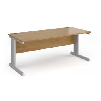 Vivo straight desk 1800mm x 800mm - silver frame Oak Top - V18-S-O