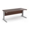 Vivo straight desk 1800mm x 800mm - silver frame Walnut top - V18-S-W