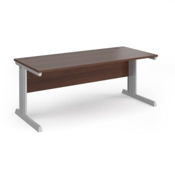 Vivo straight desk 1800mm x 800mm - silver frame Walnut top - V18-S-W