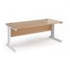 Vivo straight desk 1800mm x 800mm - white frame Beech top - V18-WH-B