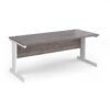 Vivo straight desk 1800mm x 800mm - white frame Grey Oak Top - V18-WH-GO