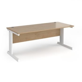 Vivo straight desk 1800mm x 800mm - white frame Kendal Oak Top - V18-WH-KO