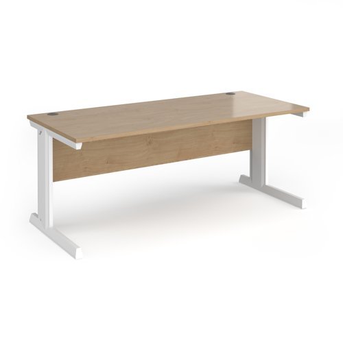 Vivo straight desk 1800mm x 800mm - white frame Kendal Oak Top - V18-WH-KO