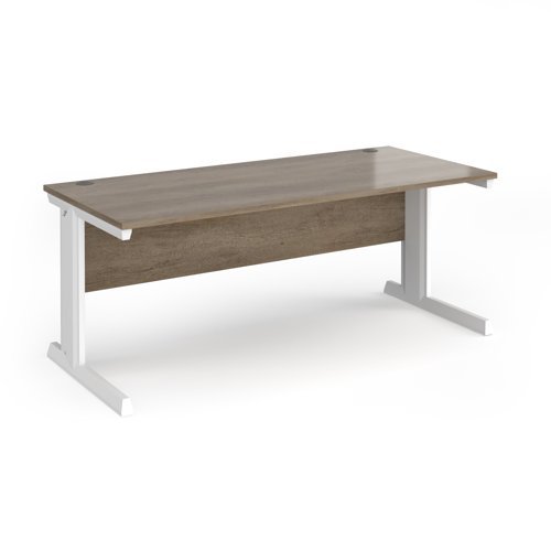 Vivo straight desk 1800mm x 800mm - white frame Nebraska Oak Top - V18-WH-NO