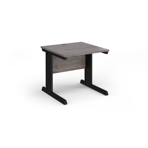 Vivo straight desk 800mm x 800mm - black frame Grey Oak Top - V8-K-GO