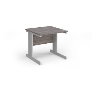 Vivo straight desk 800mm x 800mm - silver frame Grey Oak Top - V8-S-GO