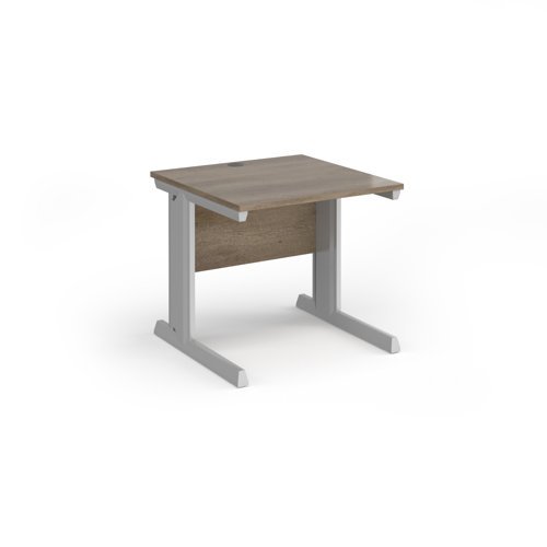 Vivo straight desk 800mm x 800mm - silver frame Nebraska Oak Top - V8-S-NO