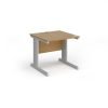 Vivo straight desk 800mm x 800mm - silver frame Oak Top - V8-S-O