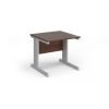 Vivo straight desk 800mm x 800mm - silver frame Walnut top - V8-S-W