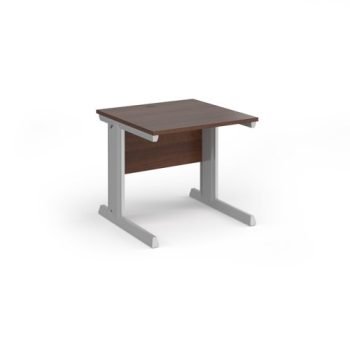 Vivo straight desk 800mm x 800mm - silver frame Walnut top - V8-S-W