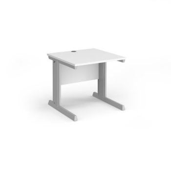 Vivo straight desk 800mm x 800mm - silver frame White Top - V8-S-WH