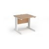 Vivo straight desk 800mm x 800mm - white frame Beech top - V8-WH-B