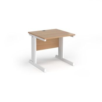 Vivo straight desk 800mm x 800mm - white frame Beech top - V8-WH-B