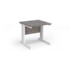 Vivo straight desk 800mm x 800mm - white frame Grey Oak Top - V8-WH-GO