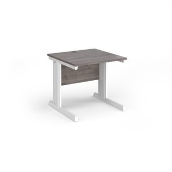 Vivo straight desk 800mm x 800mm - white frame Grey Oak Top - V8-WH-GO