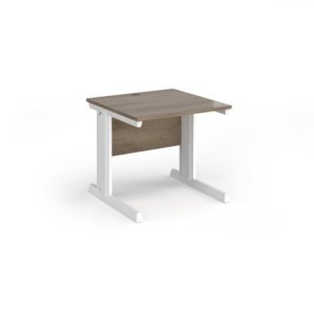 Vivo straight desk 800mm x 800mm - white frame Nebraska Oak Top - V8-WH-NO