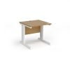 Vivo straight desk 800mm x 800mm - white frame Oak Top - V8-WH-O