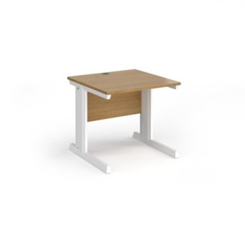 Vivo straight desk 800mm x 800mm - white frame Oak Top - V8-WH-O