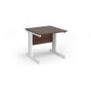 Vivo straight desk 800mm x 800mm - white frame Walnut top - V8-WH-W