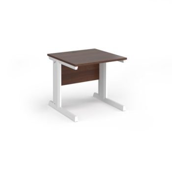 Vivo straight desk 800mm x 800mm - white frame Walnut top - V8-WH-W
