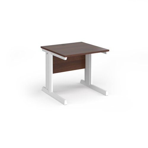 Vivo straight desk 800mm x 800mm - white frame Walnut top - V8-WH-W