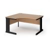 Vivo left hand ergonomic desk 1400mm - black frame Beech top - VEL14-K-B