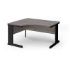 Vivo left hand ergonomic desk 1400mm - black frame Grey Oak Top - VEL14-K-GO