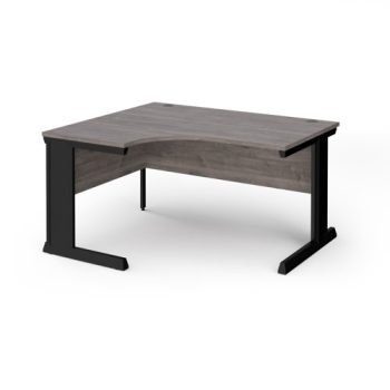 Vivo left hand ergonomic desk 1400mm - black frame Grey Oak Top - VEL14-K-GO