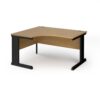 Vivo left hand ergonomic desk 1400mm - black frame Oak Top - VEL14-K-O