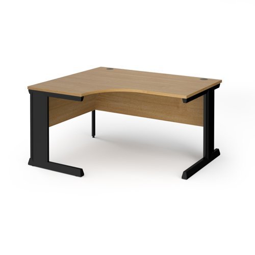 Vivo left hand ergonomic desk 1400mm - black frame Oak Top - VEL14-K-O