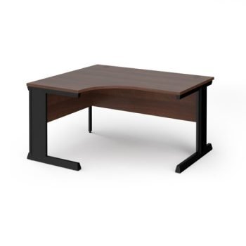 Vivo left hand ergonomic desk 1400mm - black frame Walnut top - VEL14-K-W