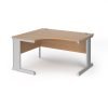 Vivo left hand ergonomic desk 1400mm - silver frame Beech top - VEL14-S-B
