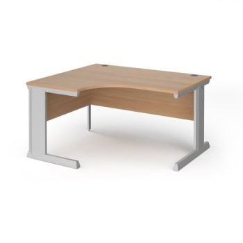 Vivo left hand ergonomic desk 1400mm - silver frame Beech top - VEL14-S-B